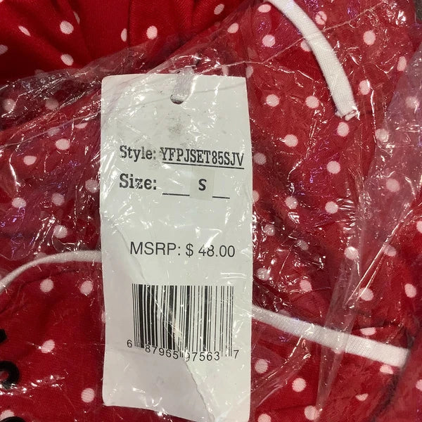 Joan Vass Womens Polka Dot Short Sleeves Collar 2 Piece Red Sleepwear Lounge Set