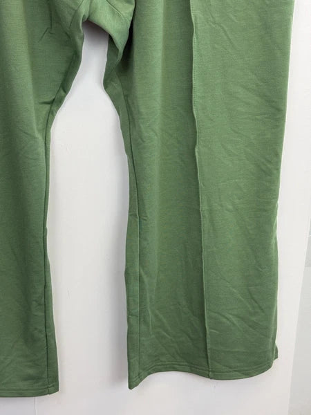 MUK LUKS Regular 2-Pc Lounge Set Women’s 5X Green Waffle Knit Top Wide Leg Pants