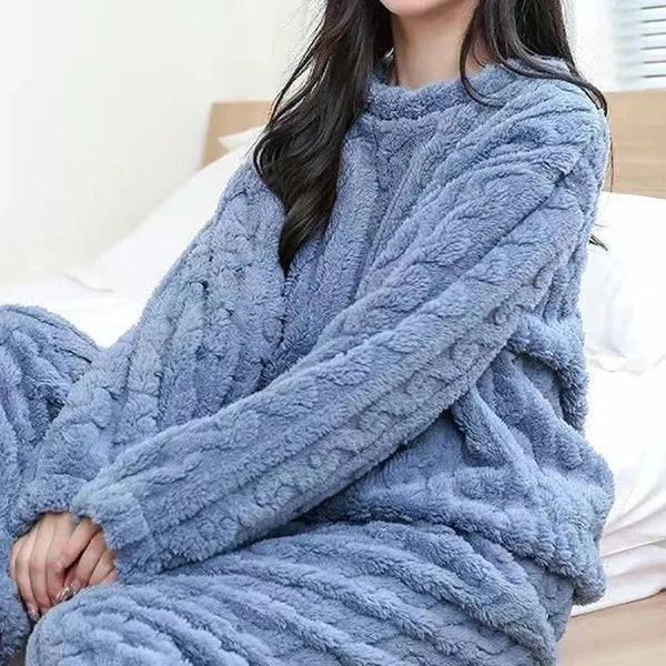 Womens Pyjamas Sets Warm Fleece Loungewear Pjs Winter Fluffy Soft Nightwear UK