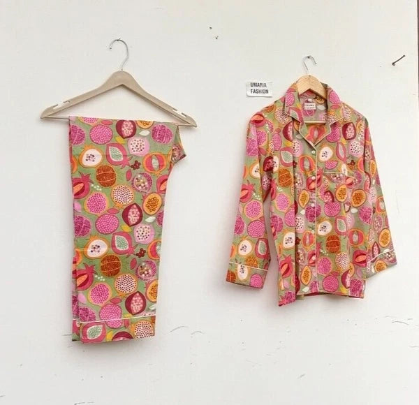 NEW 100% Organic Cotton Long PJ SET Long Sleeve Women Pajama Set  Size S/M/L/XL