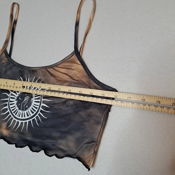 Sun Moon Tie Dye Pajama Set Women M Cami Top Shorts Celestial Lettuce Trim NWOT