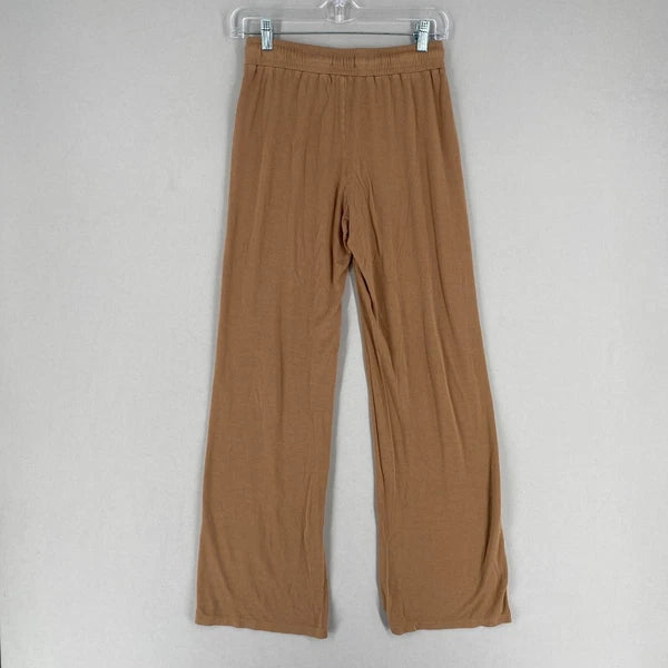 Nuuds Pajama Set Top & Pants Womens Size XS Brown Crewneck Pull On Bottoms