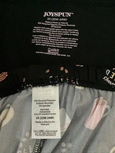 JOYSPUN  SLEEPWEAR SHORTY SET Black Coffee Tank & Shorts Sz 3X *