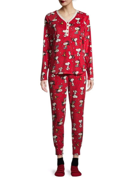 RED BLACK SNOOPY PEANUTS PAJAMA SET w SOCKS WOMEN'S 3 Pc SET NEW 3X