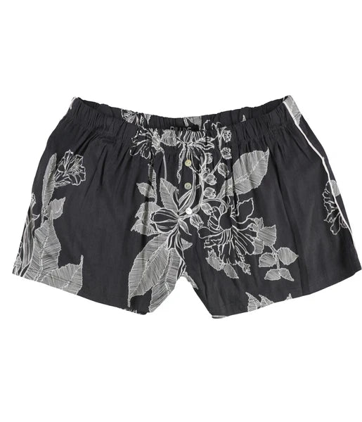 P.J. Salvage Womens Floral Print Pajama Shorts, charcoal, S