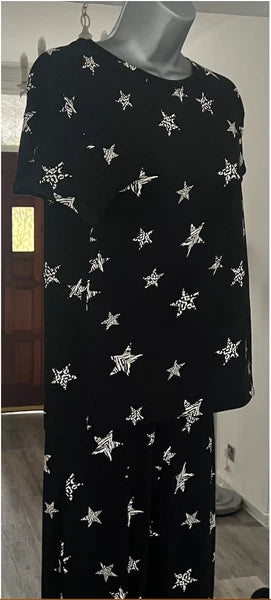 M&S COLLECTION BLACK PURE COTTON STAR PRINT PYJAMA SET