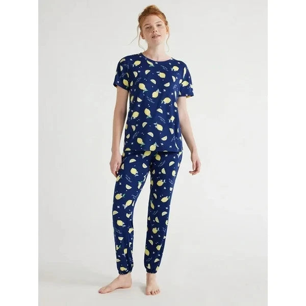 Joyspun Women's Tee And Joggers  PJ Set Nautical Navy  Plus  Size  3X (22W-24W)