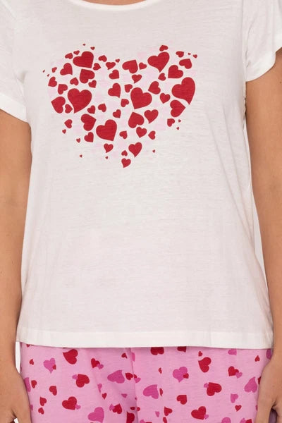 Suzy & Me Ladies 100% Cotton Jersey Crop Leg Pyjama