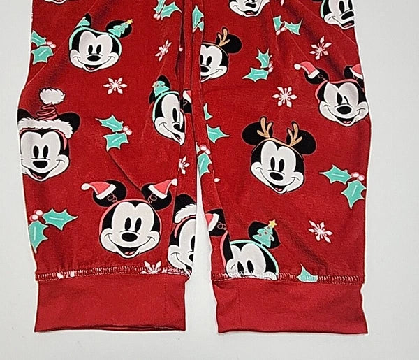 Disney Mickey Mouse Pajama Set Size XL Christmas Holiday Red Shirt Jogger Pant