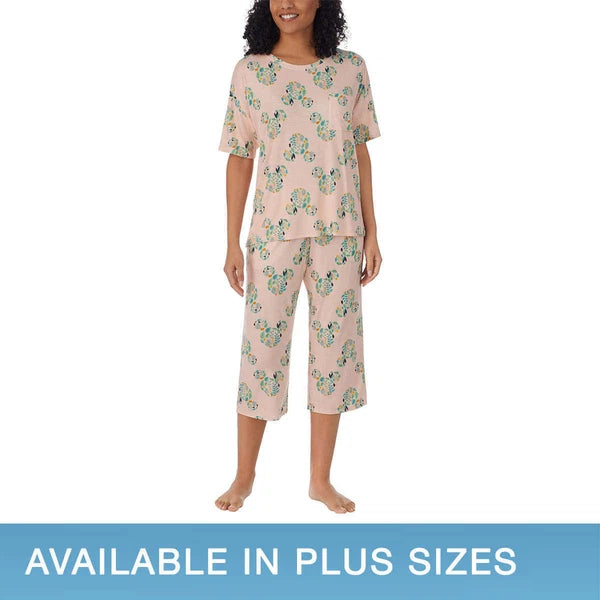 Disney Womens 2 Piece Capri Pajama Set