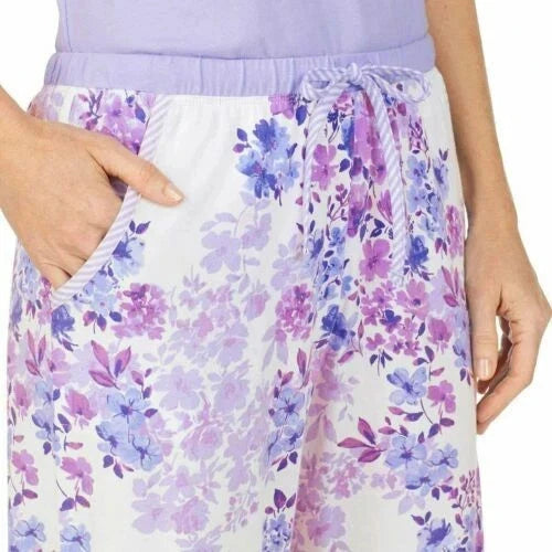 Carole Hochman Women's 4 Piece Purple and Floral Pajama Set Size L (1006) NWOT
