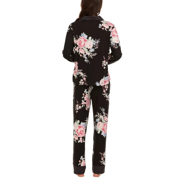 Flora Nikrooz Women's Satin Trim Notch Collar PJ Set