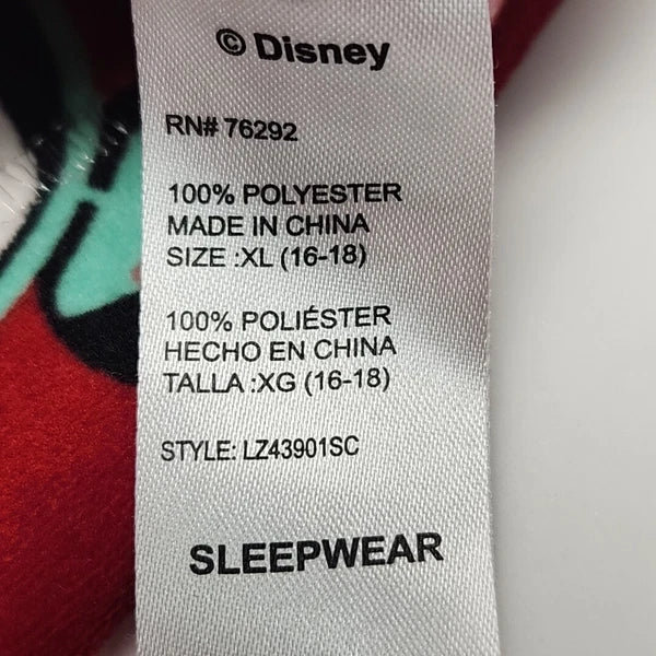 Disney Mickey Mouse Pajama Set Size XL Christmas Holiday Red Shirt Jogger Pant