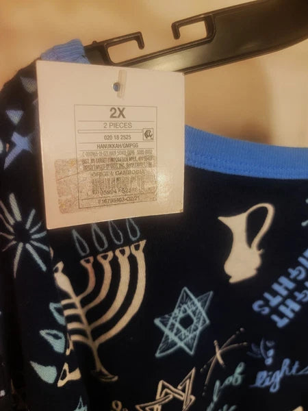 Universal Tread-Women's Blue Hanukkah 2pc pajama set size 2XL