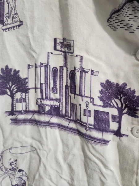 Katie Kime Fort Worth Toile Pajama Shorts set white/purple size small