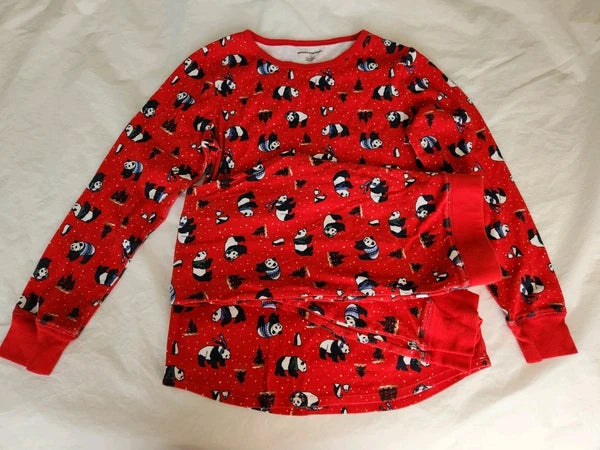 Red Panda Bear 100% Cotton 2pc PJ Winter Cozy Women's Medium Long Sleeve Stretch