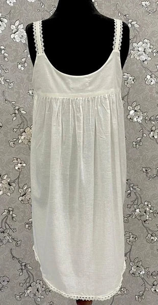 SoieRose 100% Cotton Victorian Sleeveless Nightgown - Ivory - SR-1070