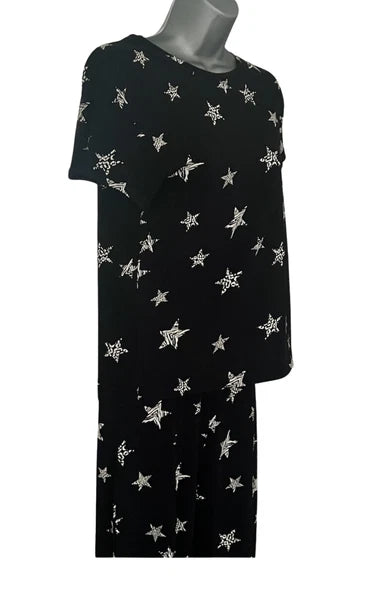 M&S COLLECTION BLACK PURE COTTON STAR PRINT PYJAMA SET