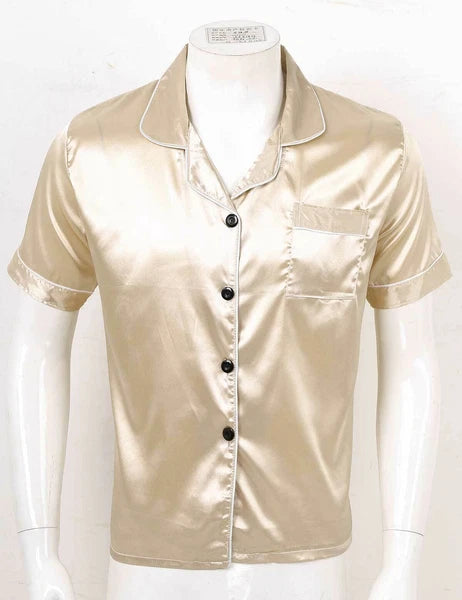 Mens Satin Nightwear Two Piece Pyjamas Pajamas Set Loungewear L-3XL-