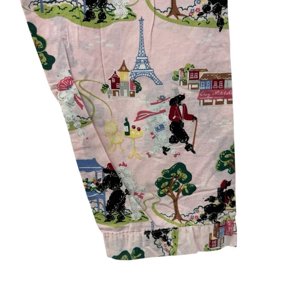 Nick & Nora Medium Pajama Set Poodles In Paris Cotton Top Pants Womens READ
