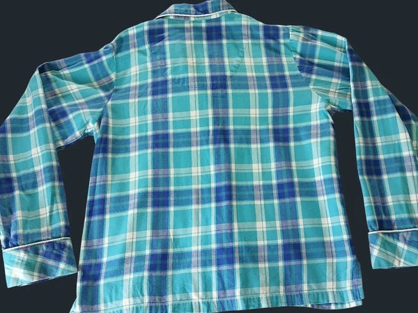 Pajamagram Green Blue Plaid Flannel Pajama Set Size L Long Sleeve Shirt  Pants