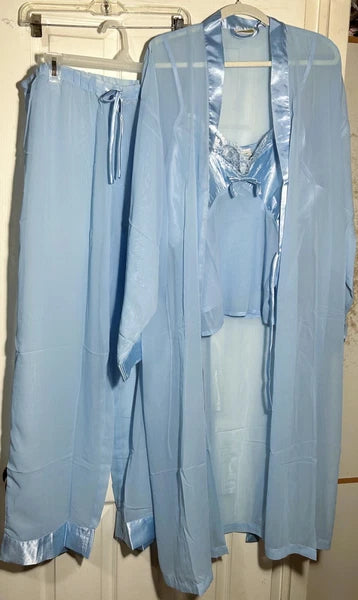 3PC Women Night Dress set XL Pajama Sleepwear Long Robe Nightwear pajamas Set
