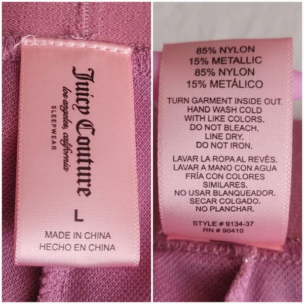 Juicy Couture Pajama Set Moonlite Mauve Pink Gold Dust Fairy Princess Large NWT