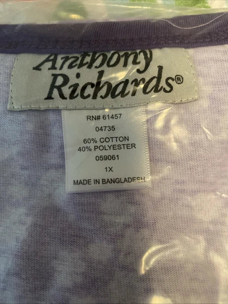 V-Neck Lace Trim Floral Pattern 2-Piece  Pajama Set Size 1X