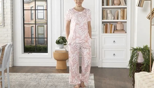 Stan Herman - Palm Breeze Sueded Jersey Cropped Pant Lounge Set - Beige