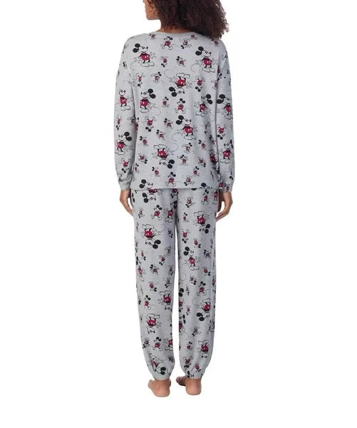 Disney Character Womens Fleece Soft Cozy Jogger 2-Piece Lounge Gray S M L Mickey