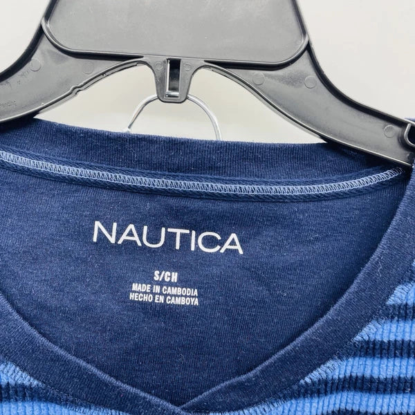 Nautica Womens Size Small Soft Fleece Striped 2 Piece Pajama Set in Blue