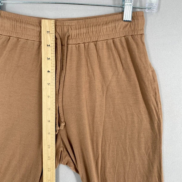 Nuuds Pajama Set Top & Pants Womens Size XS Brown Crewneck Pull On Bottoms