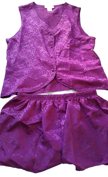 Magenta 2 Piece Pajama's Size Large Alexandra Nicole Satin Flirty & Fun