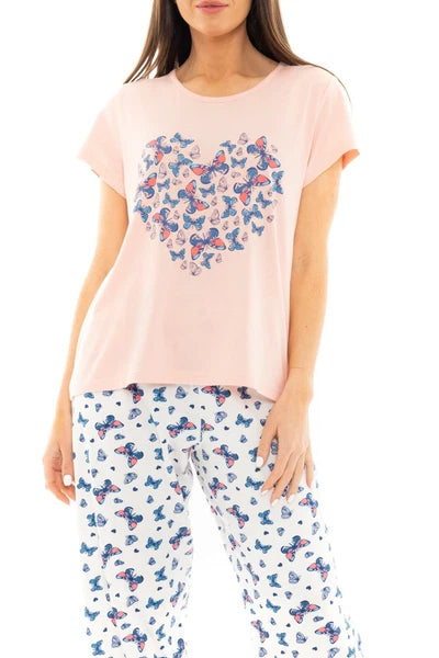 Suzy & Me Ladies 100% Cotton Jersey Crop Leg Pyjama