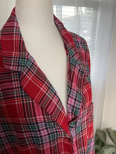 Victoria Secret- XXL Plaid 2 Piece Pajama Set (Red/Pink) Cozy Lounge Sleep