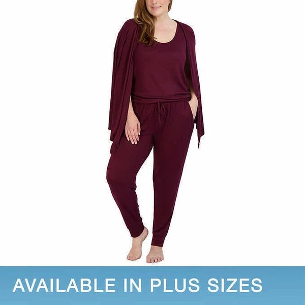 NWT LIVE 2 LOUNGE LADIES' 4 PC ESSENTIALS LOUNGE SET WINE SZ M #E619