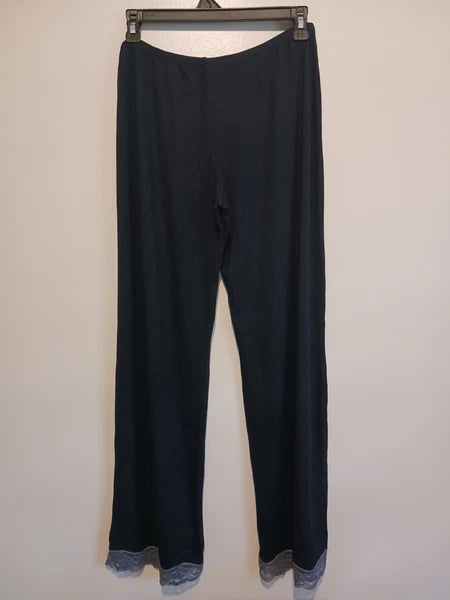 Gilligan & O'Malley Black Pajama Set Pants/Top With Grey Lace Trim Size M