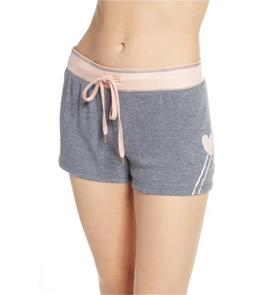 P.J. Salvage Womens Heart Pajama Shorts, Grey, Small