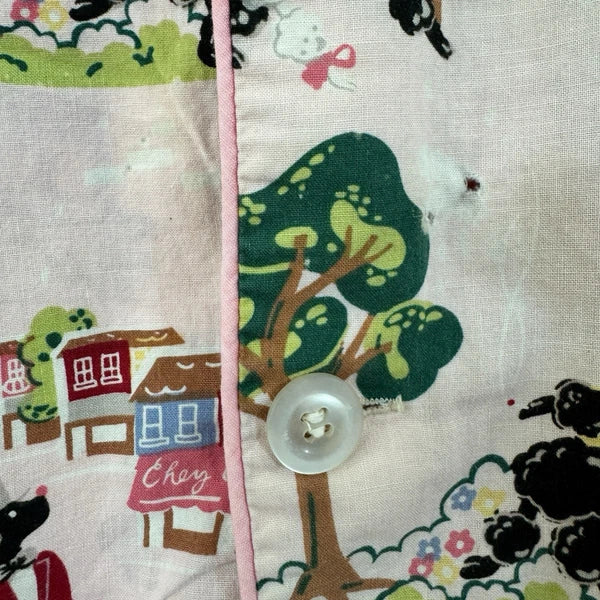 Nick & Nora Medium Pajama Set Poodles In Paris Cotton Top Pants Womens READ