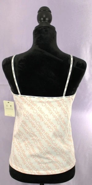 Calvin Klein Women’s Logo Lounge Pajama Set Top & Shorts White Peach M