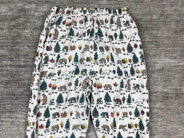 Personal Identity Intimates Pajama Suit Large White Bear Forest Print Two Piece