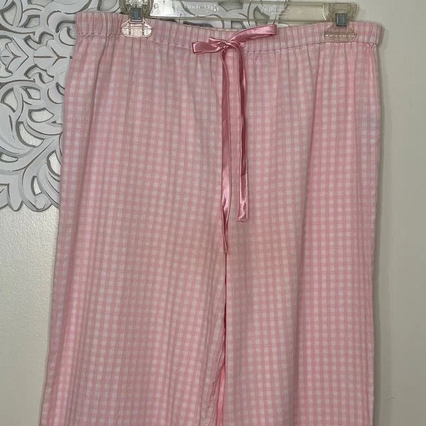 NAUTICA Sleepwear women's Medium pajama set pink gingham breast cancer awareness