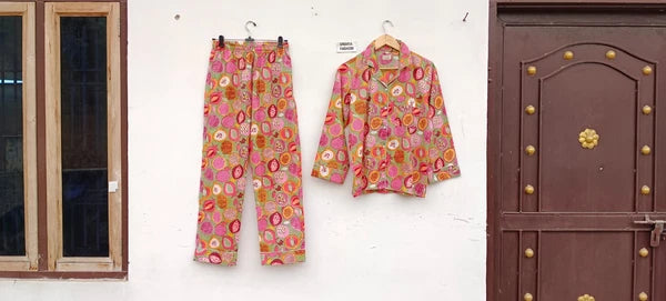 NEW 100% Organic Cotton Long PJ SET Long Sleeve Women Pajama Set  Size S/M/L/XL