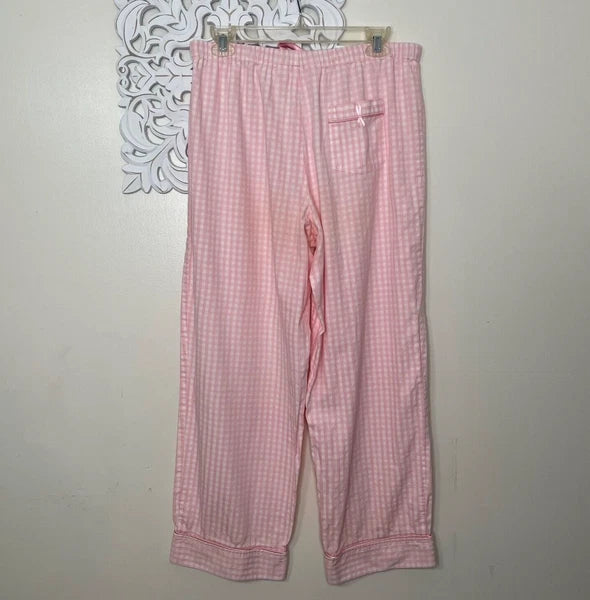 NAUTICA Sleepwear women's Medium pajama set pink gingham breast cancer awareness