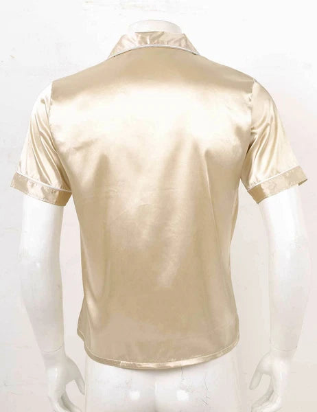 Mens Satin Nightwear Two Piece Pyjamas Pajamas Set Loungewear L-3XL-