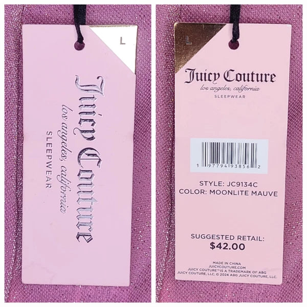 Juicy Couture Pajama Set Moonlite Mauve Pink Gold Dust Fairy Princess Large NWT